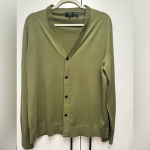 Theory green merino wool cardigan size Large